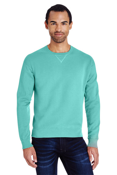 ComfortWash By Hanes GDH400 Mens Crewneck Sweatshirt Mint Green Front
