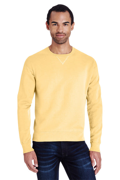 ComfortWash by Hanes GDH400 Mens Crewneck Sweatshirt Summer Squash Yellow Front