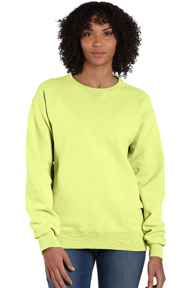 ComfortWash by Hanes GDH400 Mens Crewneck Sweatshirt Chic Lime Green Front
