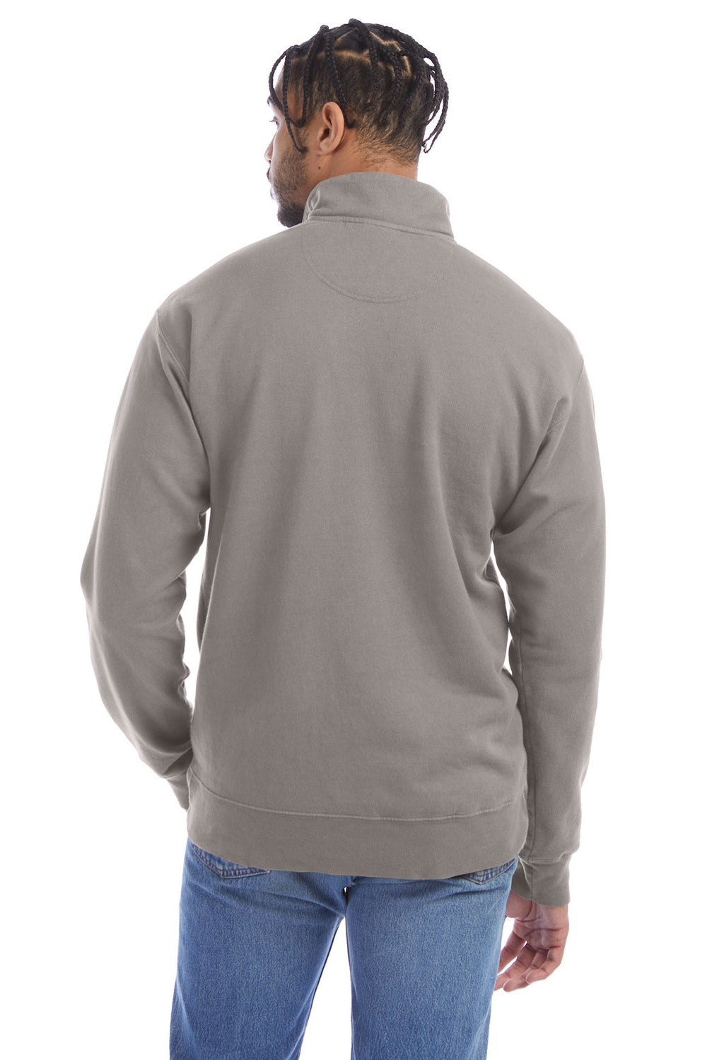 ComfortWash by Hanes GDH425 Mens 1/4 Zip Sweatshirt Concrete Grey Back