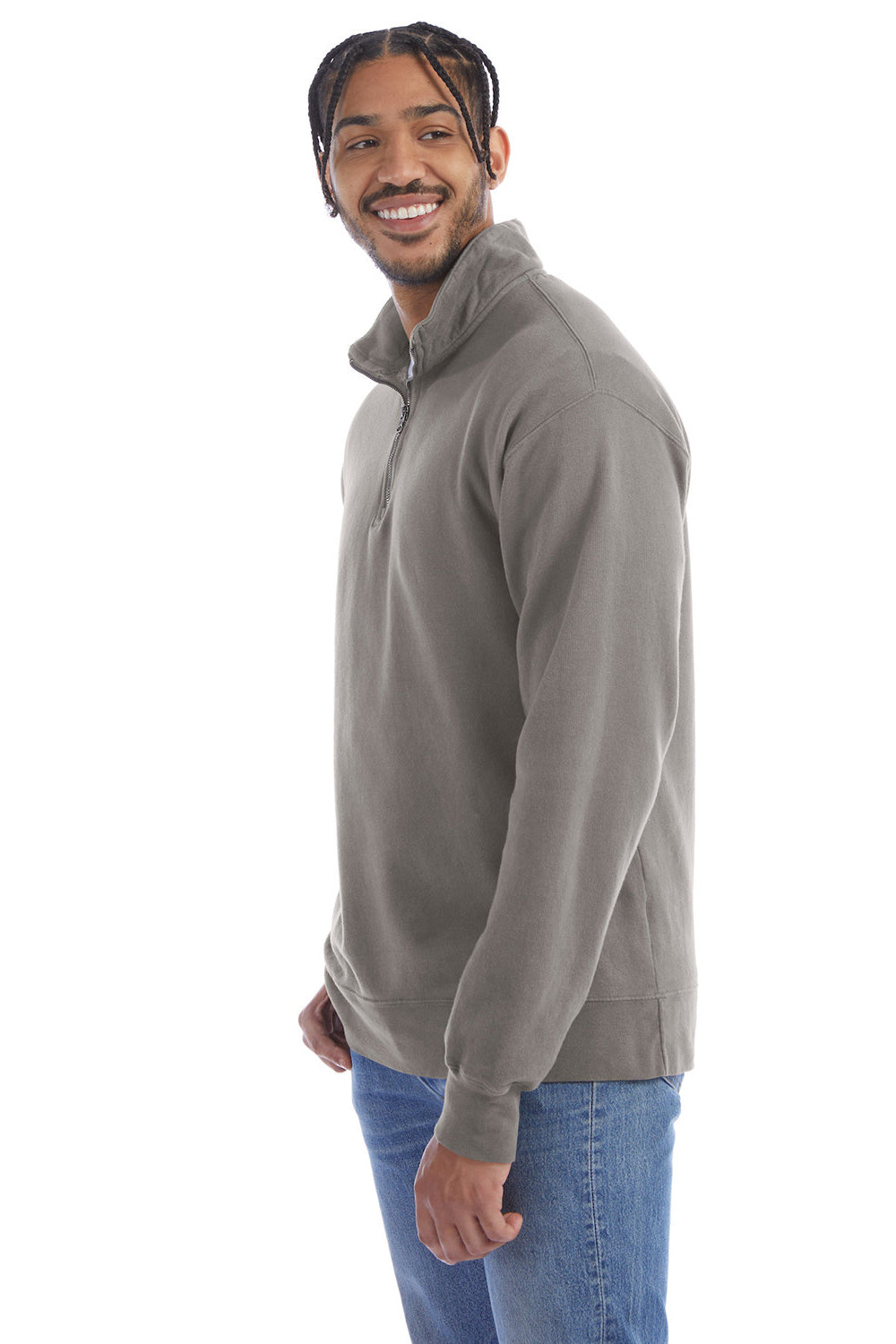 ComfortWash by Hanes GDH425 Mens 1/4 Zip Sweatshirt Concrete Grey 3Q
