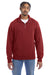 ComfortWash by Hanes GDH425 Mens 1/4 Zip Sweatshirt Cayenne Red Front
