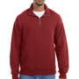 ComfortWash by Hanes Mens 1/4 Zip Sweatshirt - Cayenne Red