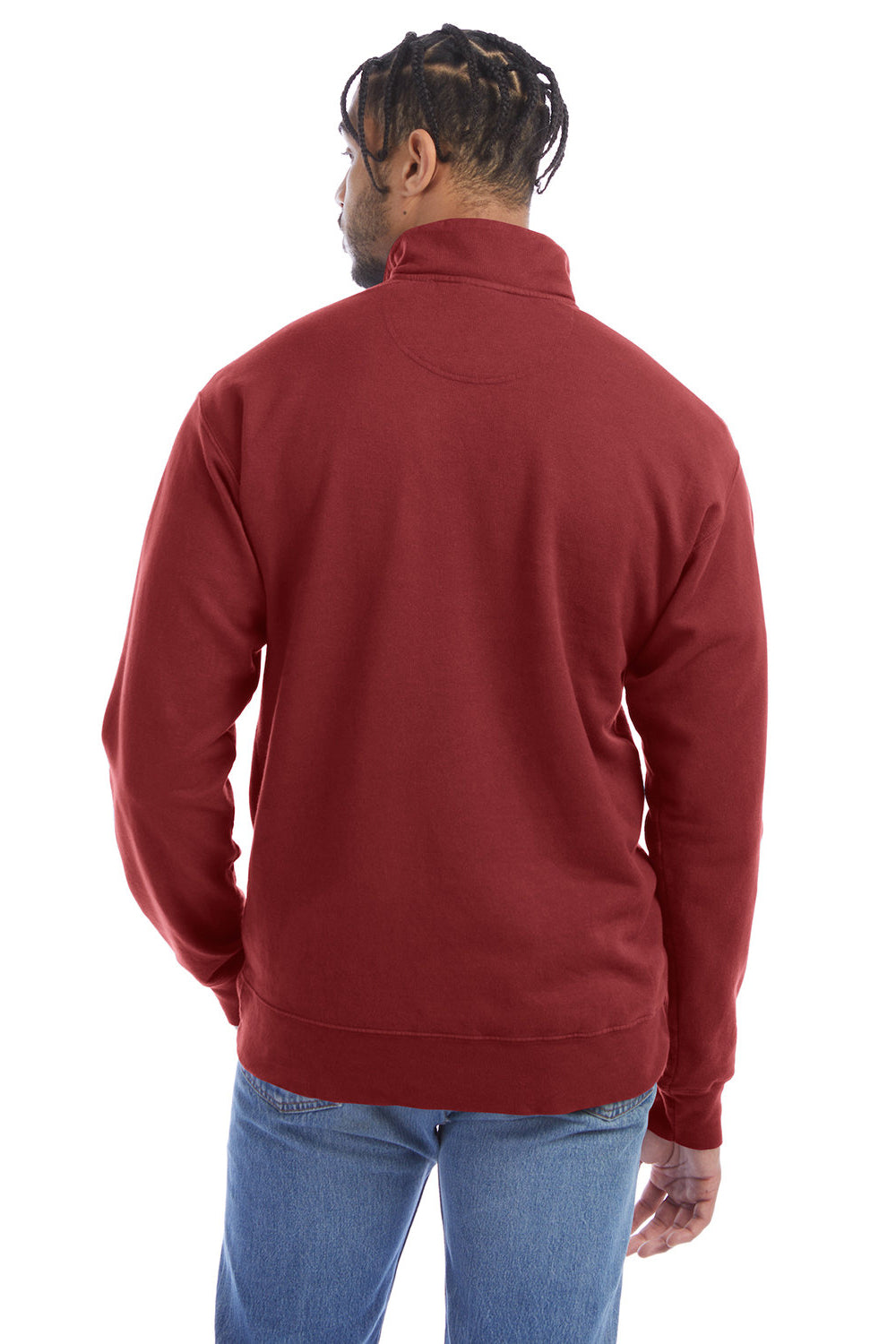 ComfortWash by Hanes GDH425 Mens 1/4 Zip Sweatshirt Cayenne Red Back