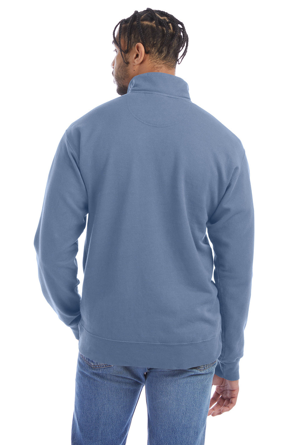ComfortWash by Hanes GDH425 Mens 1/4 Zip Sweatshirt Saltwater Blue Back