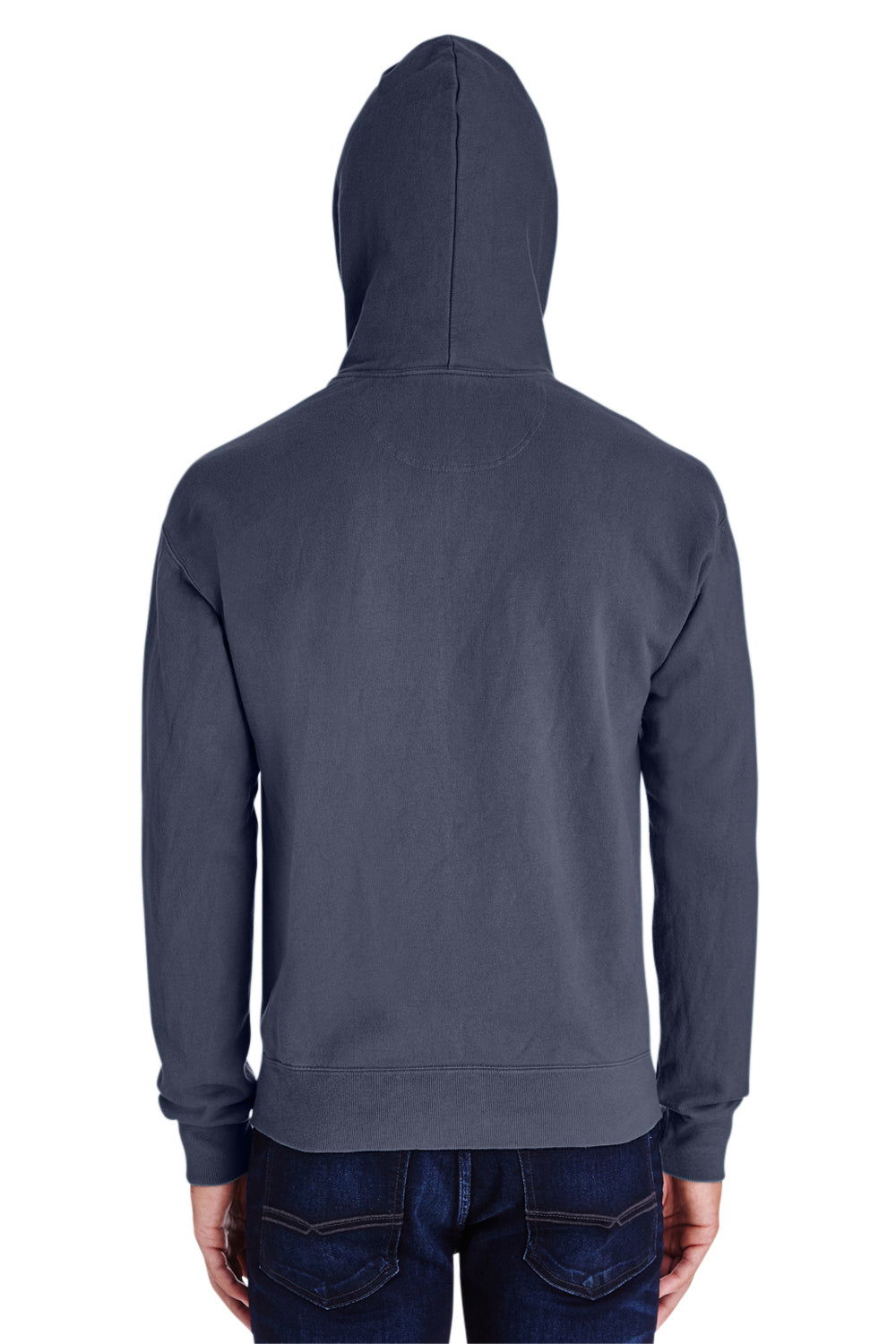 ComfortWash By Hanes GDH450 Mens Hooded Sweatshirt Hoodie Slate Blue Back