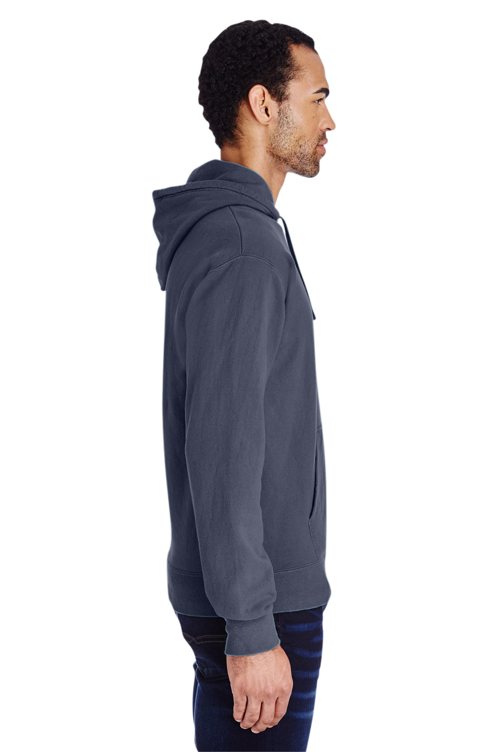 ComfortWash By Hanes GDH450 Mens Hooded Sweatshirt Hoodie Slate Blue Side