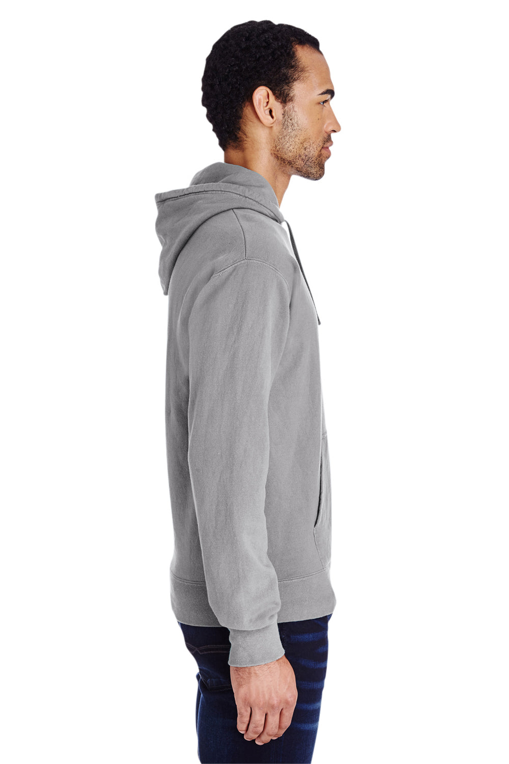 ComfortWash By Hanes GDH450 Mens Hooded Sweatshirt Hoodie Concrete Grey Side