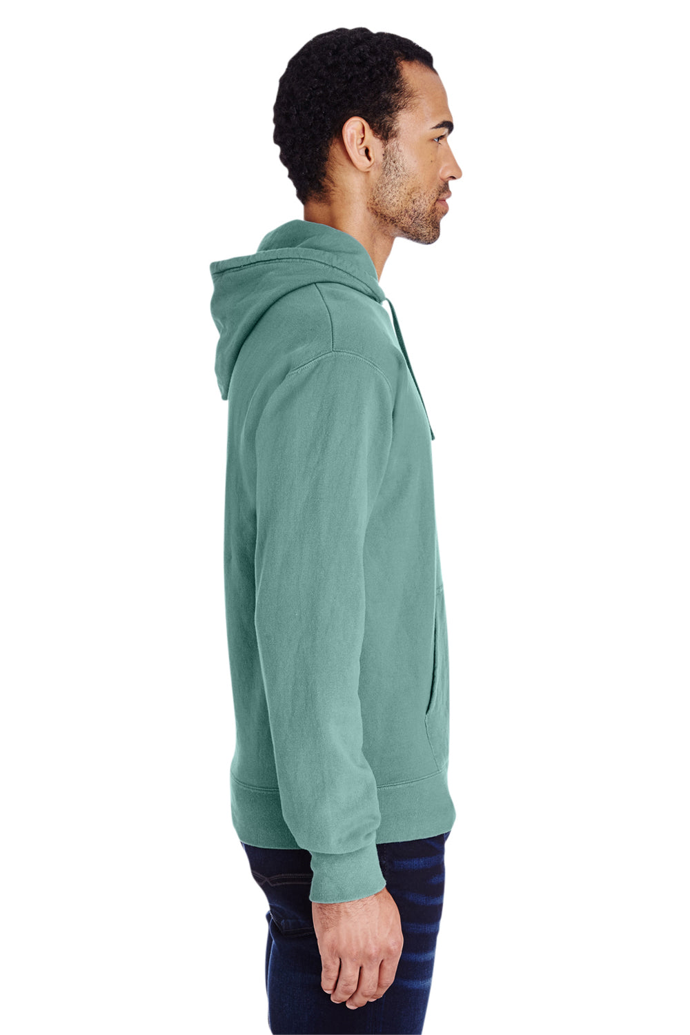 ComfortWash By Hanes GDH450 Mens Hooded Sweatshirt Hoodie Cypress Green Side