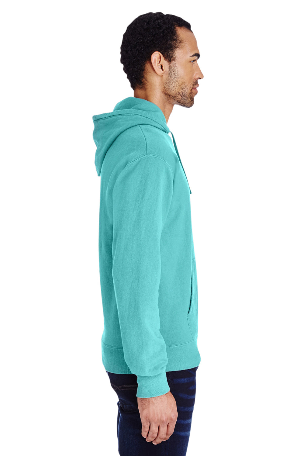 ComfortWash By Hanes GDH450 Mens Hooded Sweatshirt Hoodie Mint Green Side