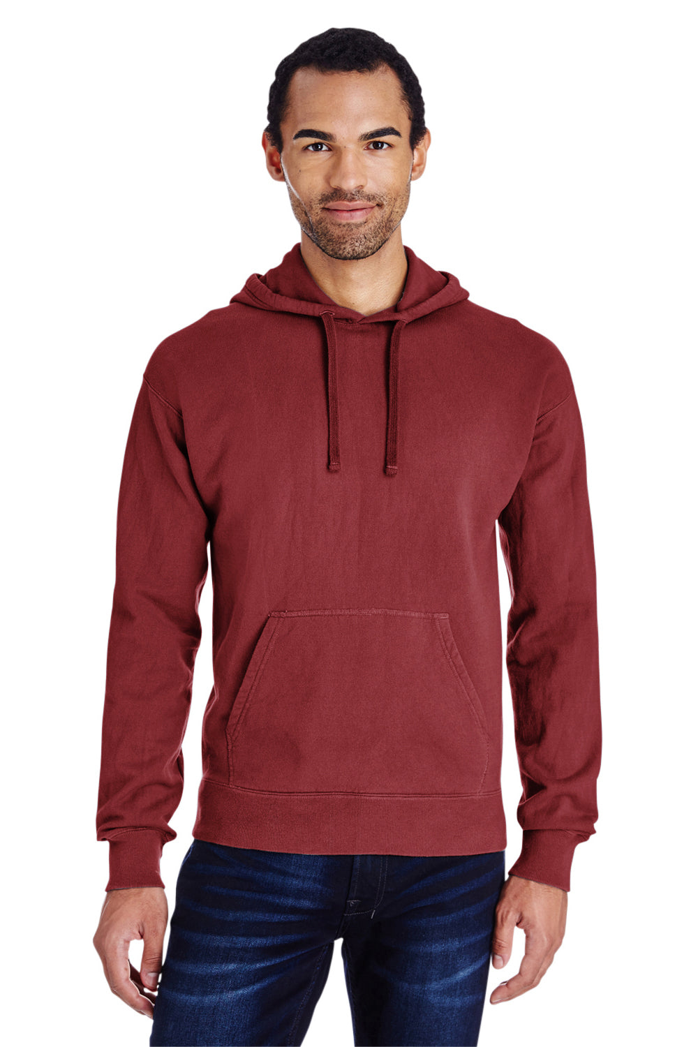 ComfortWash by Hanes GDH450 Hooded Sweatshirt Hoodie Cayenne Red Front