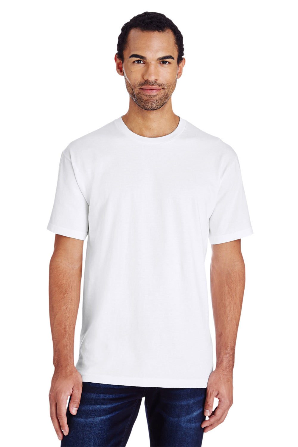 Gildan H000 Mens Hammer Short Sleeve Crewneck T-Shirt White Front