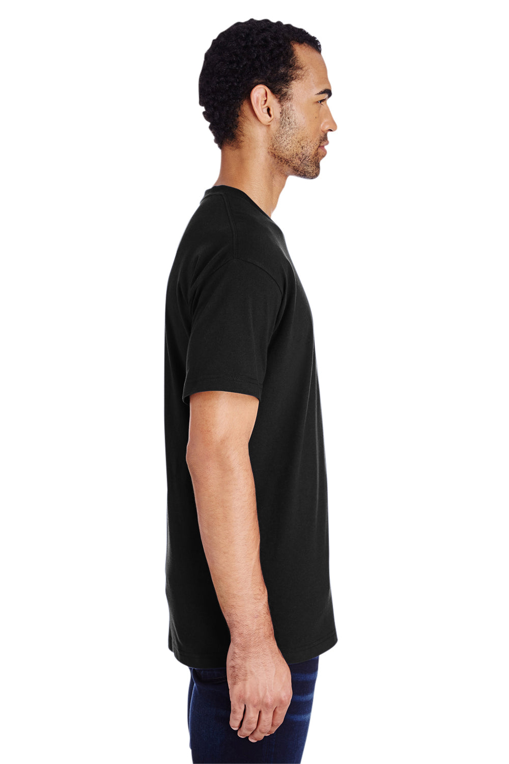 Gildan H000 Mens Hammer Short Sleeve Crewneck T-Shirt Black Side