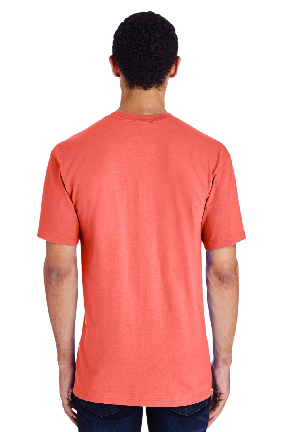 Gildan H000 Mens Hammer Short Sleeve Crewneck T-Shirt Coral Silk Pink Back