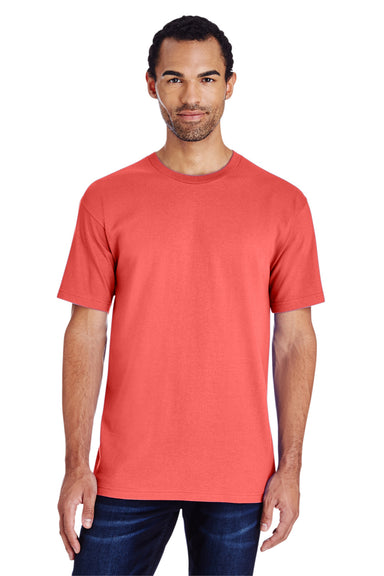 Gildan H000 Mens Hammer Short Sleeve Crewneck T-Shirt Bright Salmon Red Front