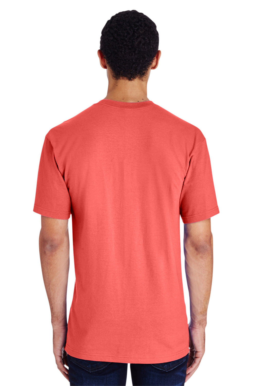 Gildan H000 Mens Hammer Short Sleeve Crewneck T-Shirt Bright Salmon Red Back