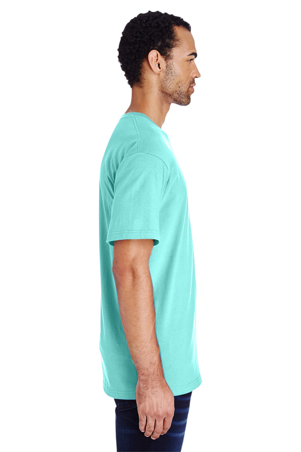 Gildan H000 Mens Hammer Short Sleeve Crewneck T-Shirt Chalky Mint Blue Side