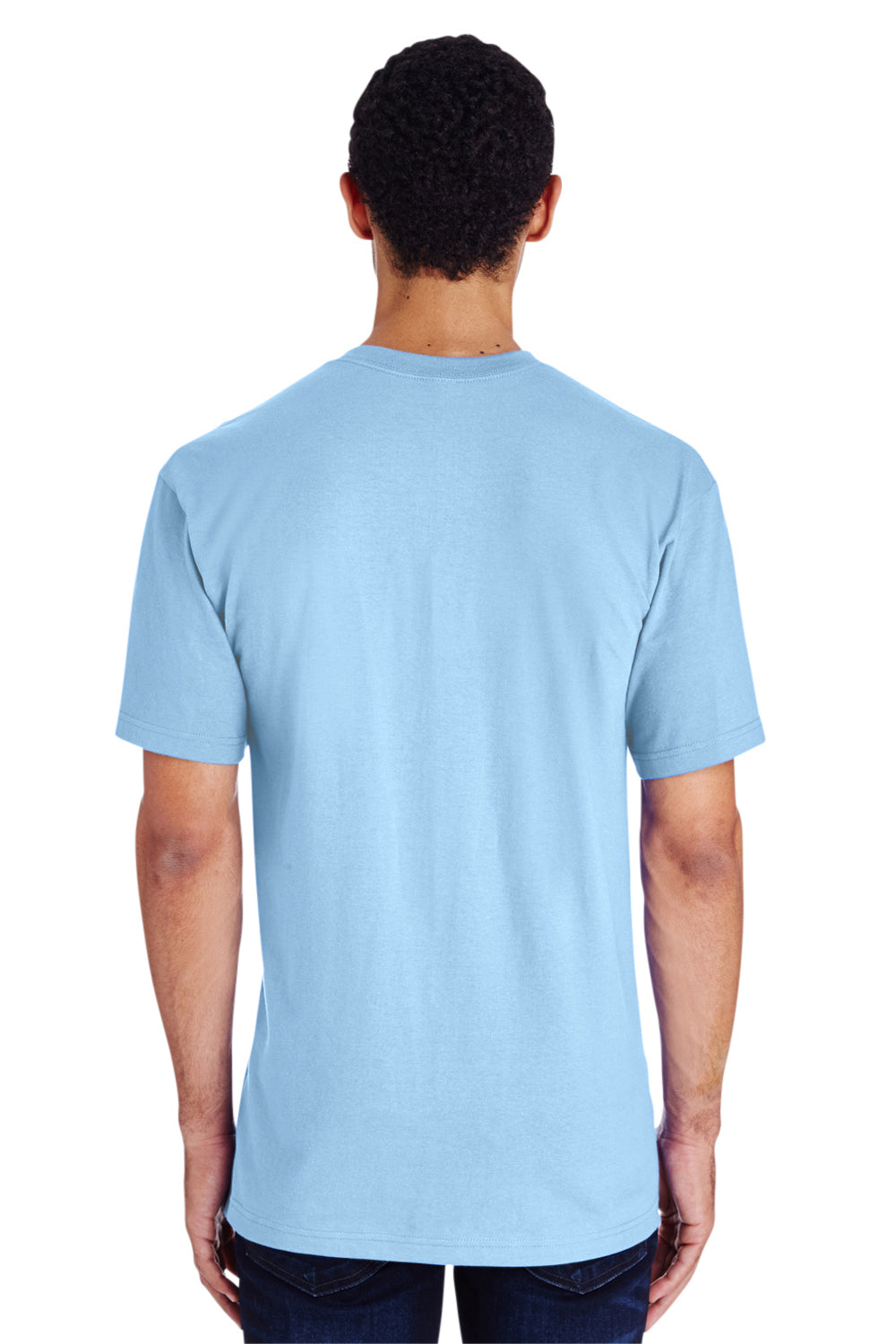 Gildan H000 Mens Hammer Short Sleeve Crewneck T-Shirt Chambray Blue Back