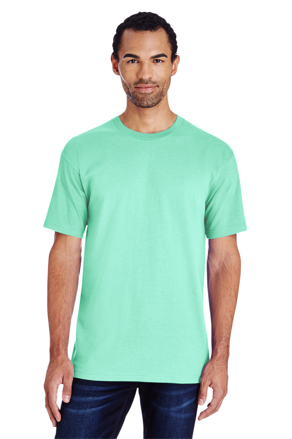 Gildan H000 Mens Hammer Short Sleeve Crewneck T-Shirt Island Reef Green Front