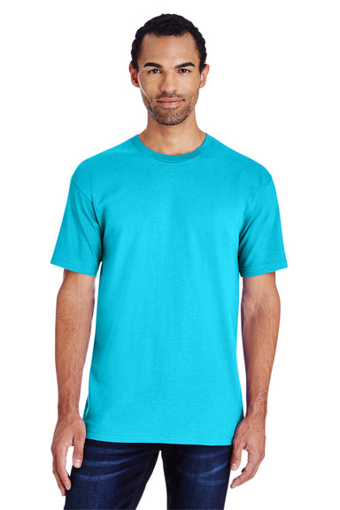 Gildan H000 Mens Hammer Short Sleeve Crewneck T-Shirt Lagoon Blue Front