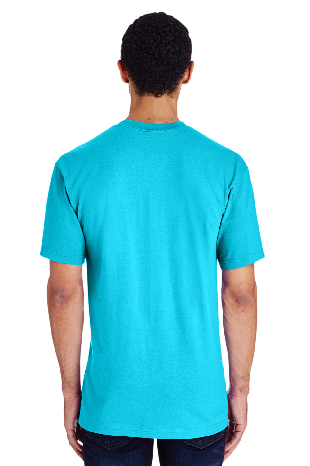 Gildan H000 Mens Hammer Short Sleeve Crewneck T-Shirt Lagoon Blue Back