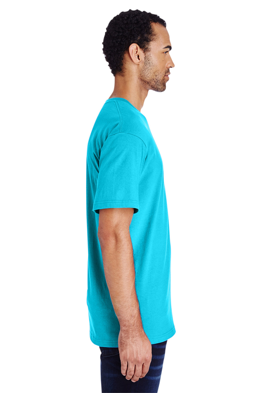 Gildan H000 Mens Hammer Short Sleeve Crewneck T-Shirt Lagoon Blue Side