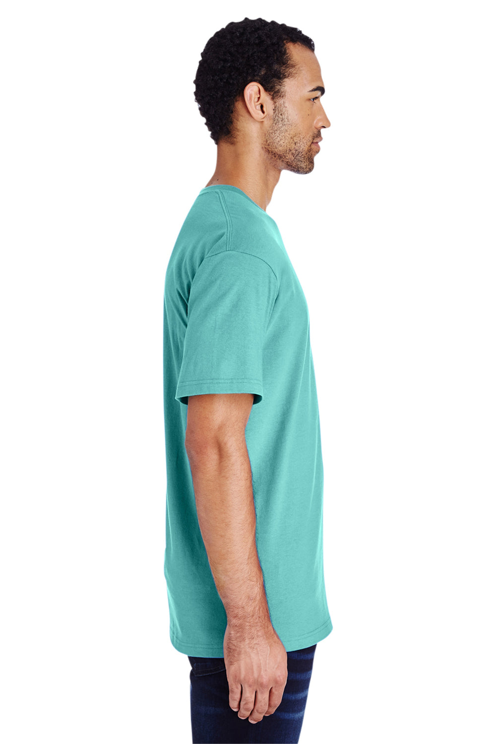 Gildan H000 Mens Hammer Short Sleeve Crewneck T-Shirt Seafoam Green Side