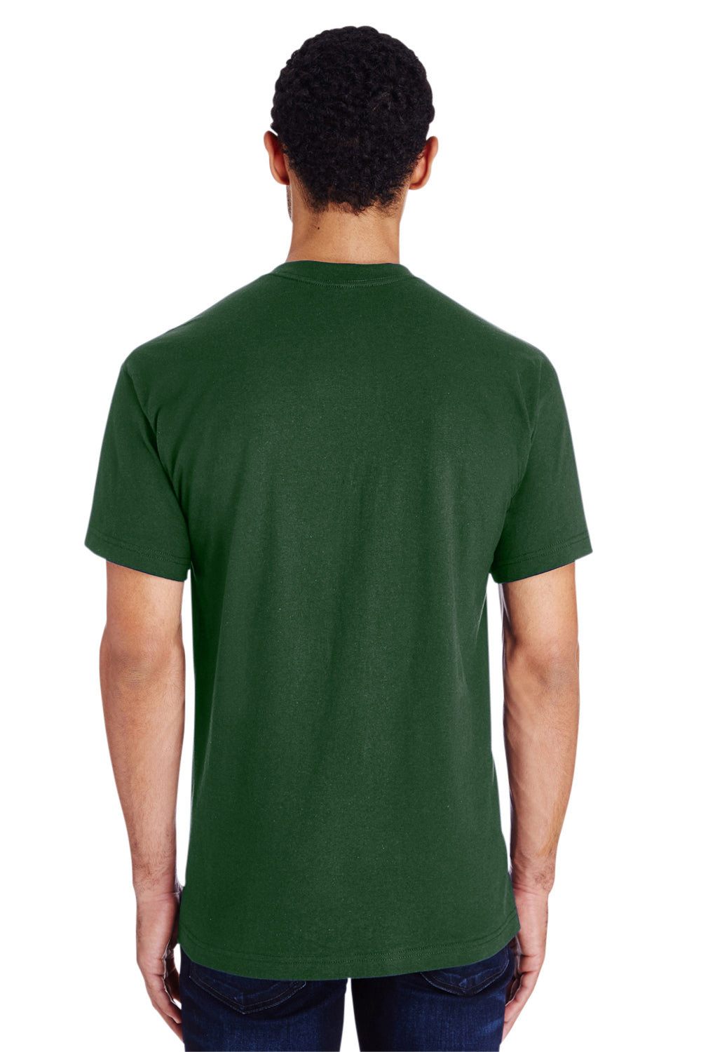 Gildan H000 Mens Hammer Short Sleeve Crewneck T-Shirt Dark Green Back