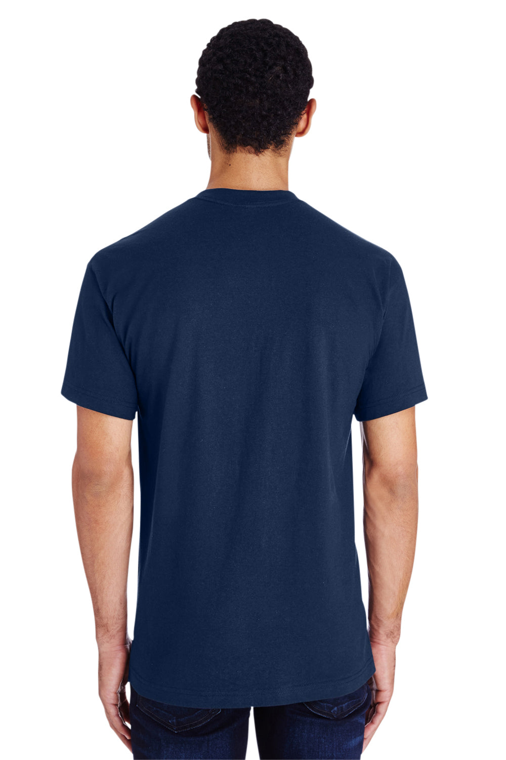 Gildan H000 Mens Hammer Short Sleeve Crewneck T-Shirt Navy Blue Back