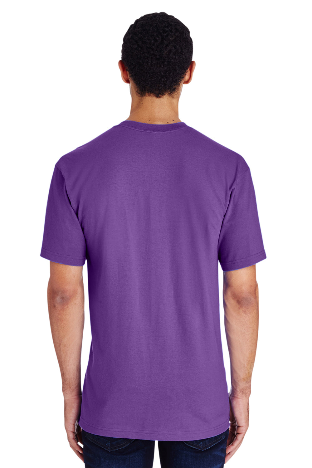 Gildan H000 Mens Hammer Short Sleeve Crewneck T-Shirt Purple Back