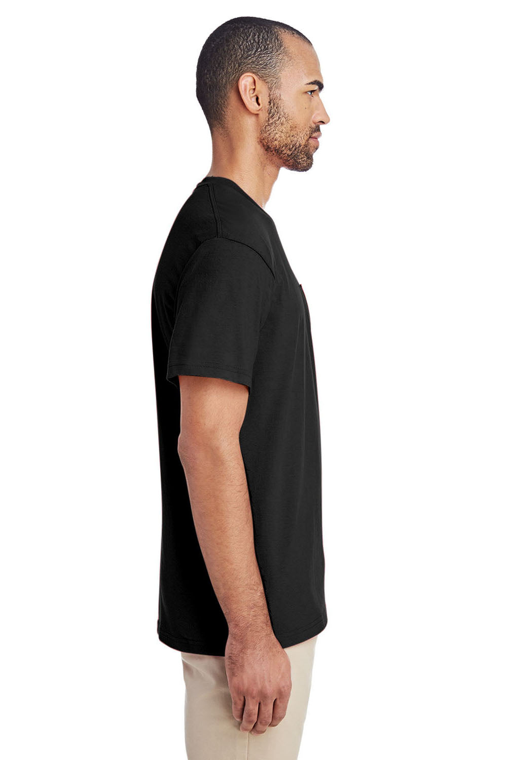 Gildan H300 Mens Hammer Short Sleeve Crewneck T-Shirt w/ Pocket Black Side