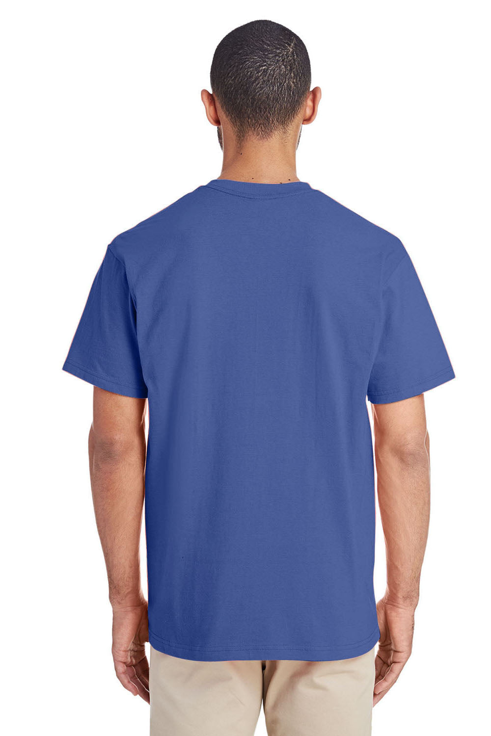 Gildan H300 Mens Hammer Short Sleeve Crewneck T-Shirt w/ Pocket Flo Blue Back
