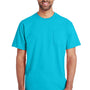 Gildan Mens Hammer Short Sleeve Crewneck T-Shirt w/ Pocket - Lagoon Blue - Closeout