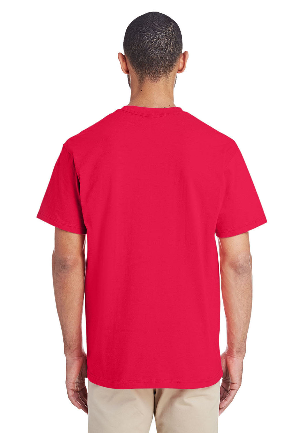 Gildan H300 Mens Hammer Short Sleeve Crewneck T-Shirt w/ Pocket Red Back