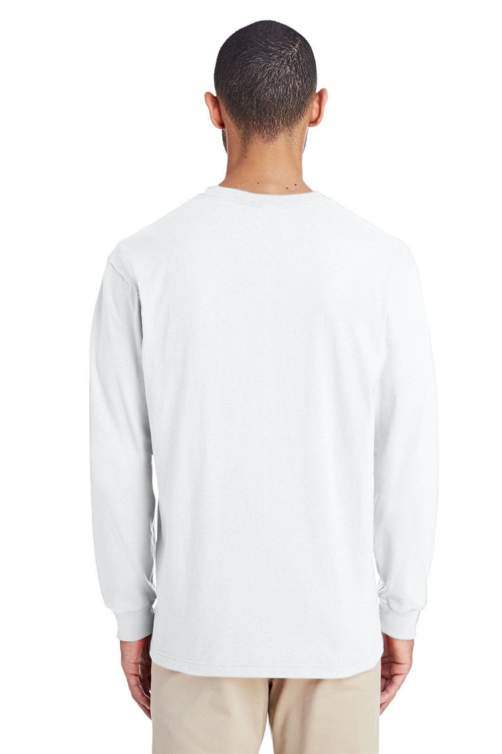 Gildan H400 Mens Hammer Long Sleeve Crewneck T-Shirt White Back