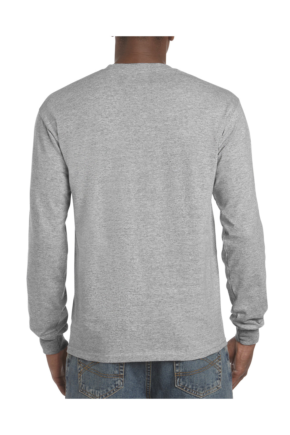 Gildan H400 Mens Hammer Long Sleeve Crewneck T-Shirt Sport Grey Back