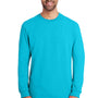 Gildan Mens Hammer Long Sleeve Crewneck T-Shirt - Lagoon Blue - Closeout