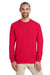 Gildan H400 Mens Hammer Long Sleeve Crewneck T-Shirt Red Front