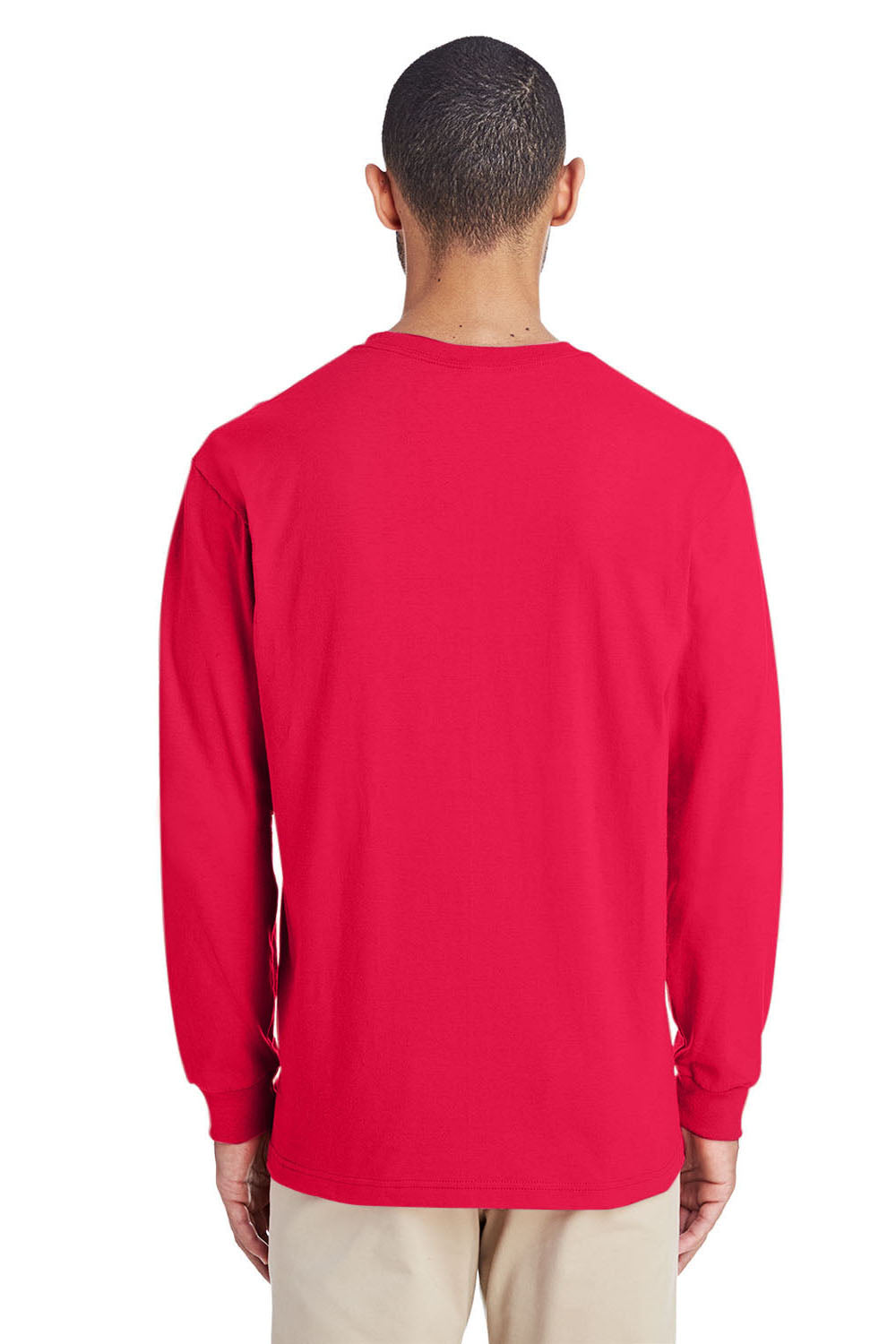 Gildan H400 Mens Hammer Long Sleeve Crewneck T-Shirt Red Back