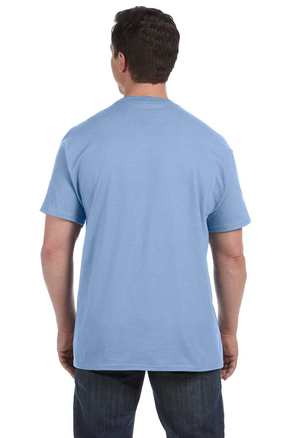 Hanes H5590 Mens ComfortSoft Short Sleeve Crewneck T-Shirt w/ Pocket Light Blue Back