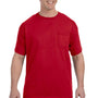 Hanes Mens ComfortSoft Short Sleeve Crewneck T-Shirt w/ Pocket - Deep Red