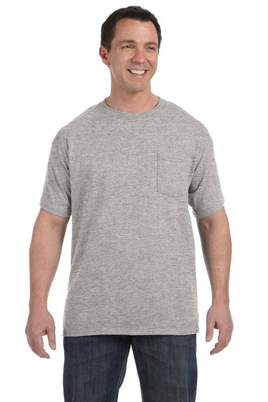 Hanes H5590 Mens ComfortSoft Short Sleeve Crewneck T-Shirt w/ Pocket Light Steel Grey Front