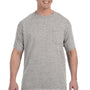 Hanes Mens ComfortSoft Short Sleeve Crewneck T-Shirt w/ Pocket - Light Steel Grey