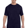 Hanes Mens ComfortSoft Short Sleeve Crewneck T-Shirt w/ Pocket - Navy Blue