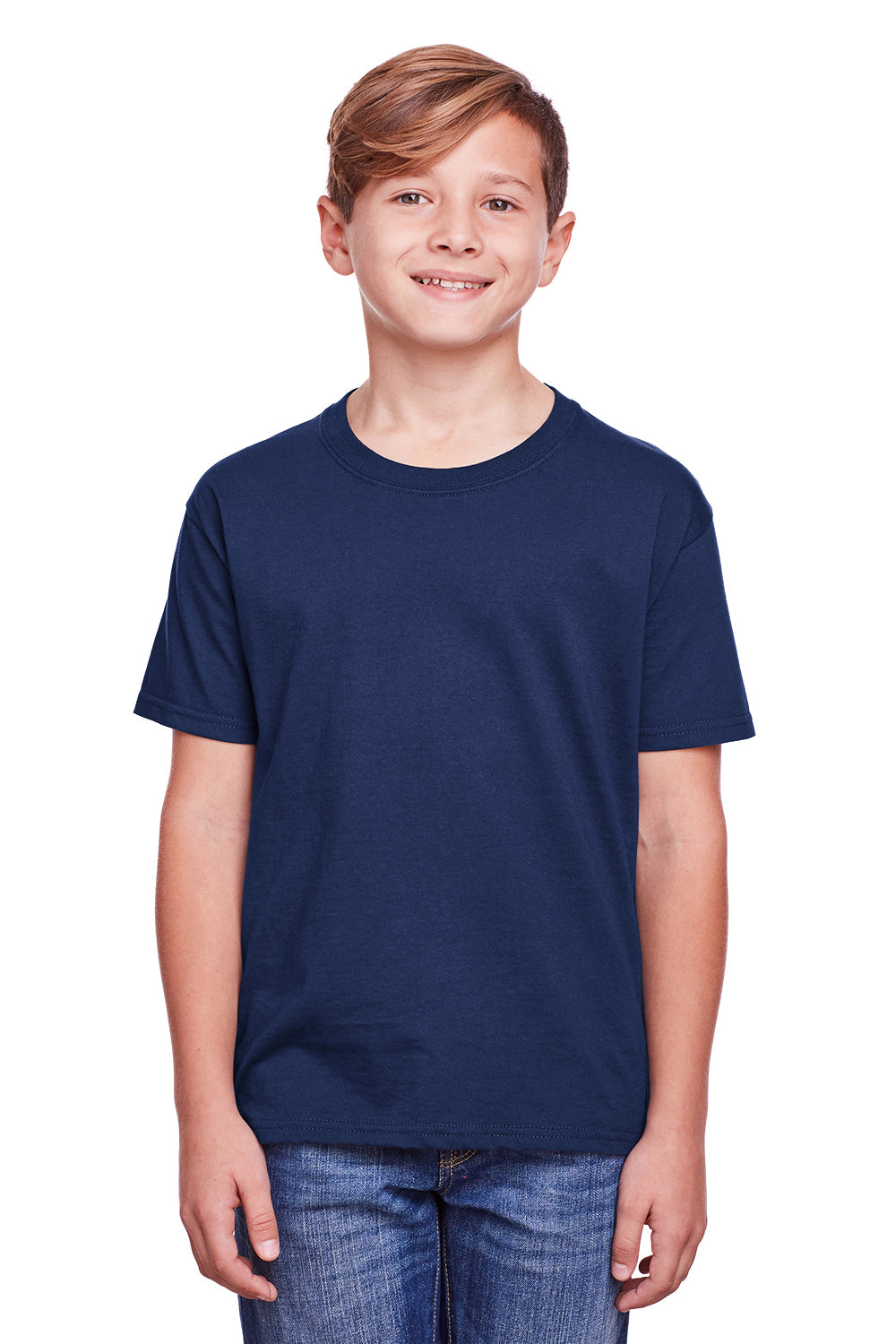 Fruit Of The Loom IC47BR Youth Iconic Short Sleeve Crewneck T-Shirt Navy Blue Front