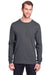 Fruit Of The Loom IC47LSR Mens Iconic Long Sleeve Crewneck T-Shirt Charcoal Grey Front