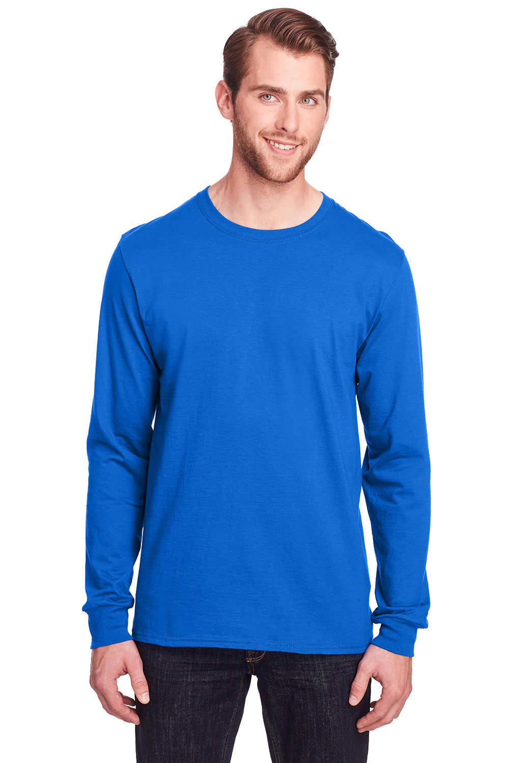 Fruit Of The Loom IC47LSR Mens Iconic Long Sleeve Crewneck T-Shirt Royal Blue Front
