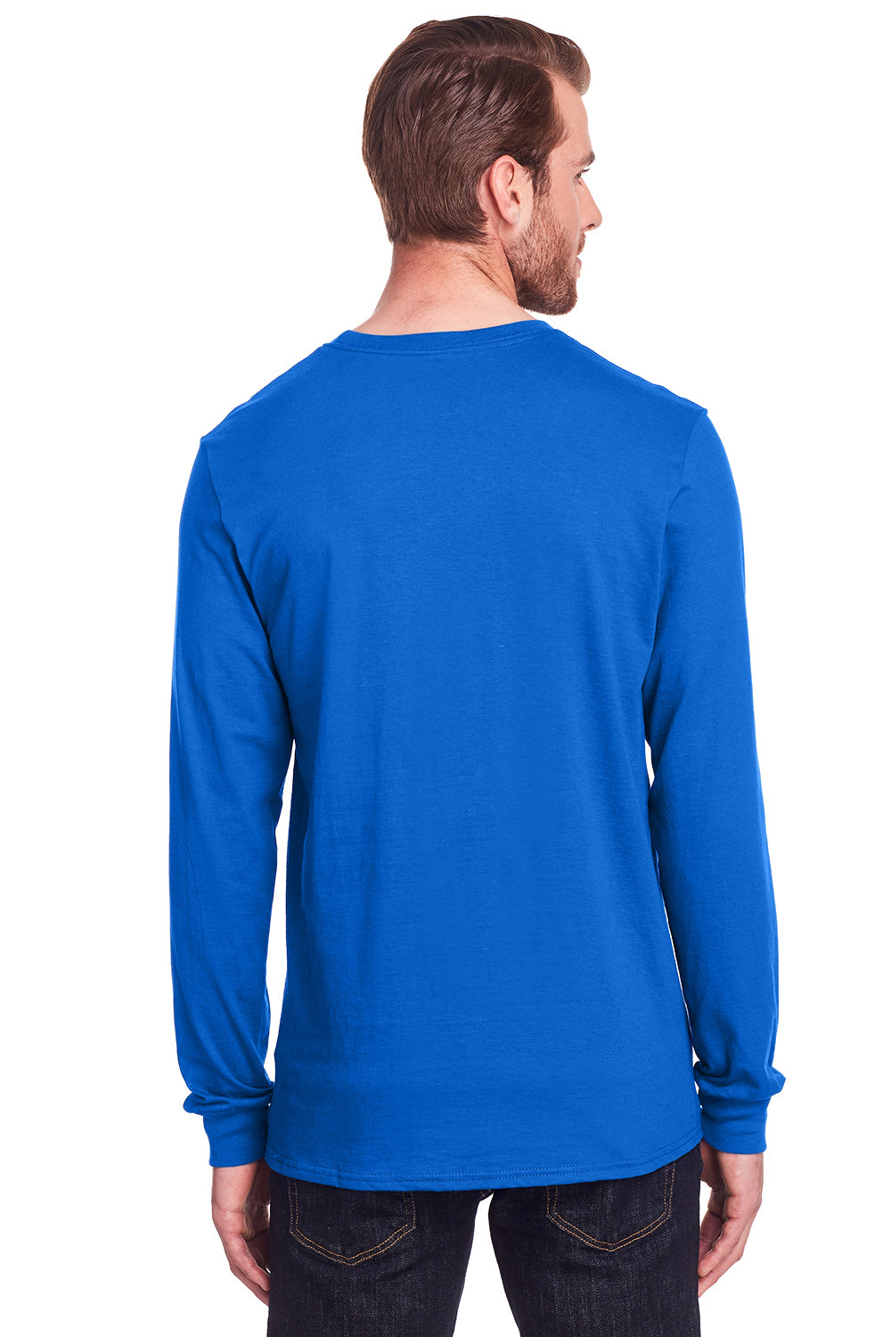 Fruit Of The Loom IC47LSR Mens Iconic Long Sleeve Crewneck T-Shirt Royal Blue Back