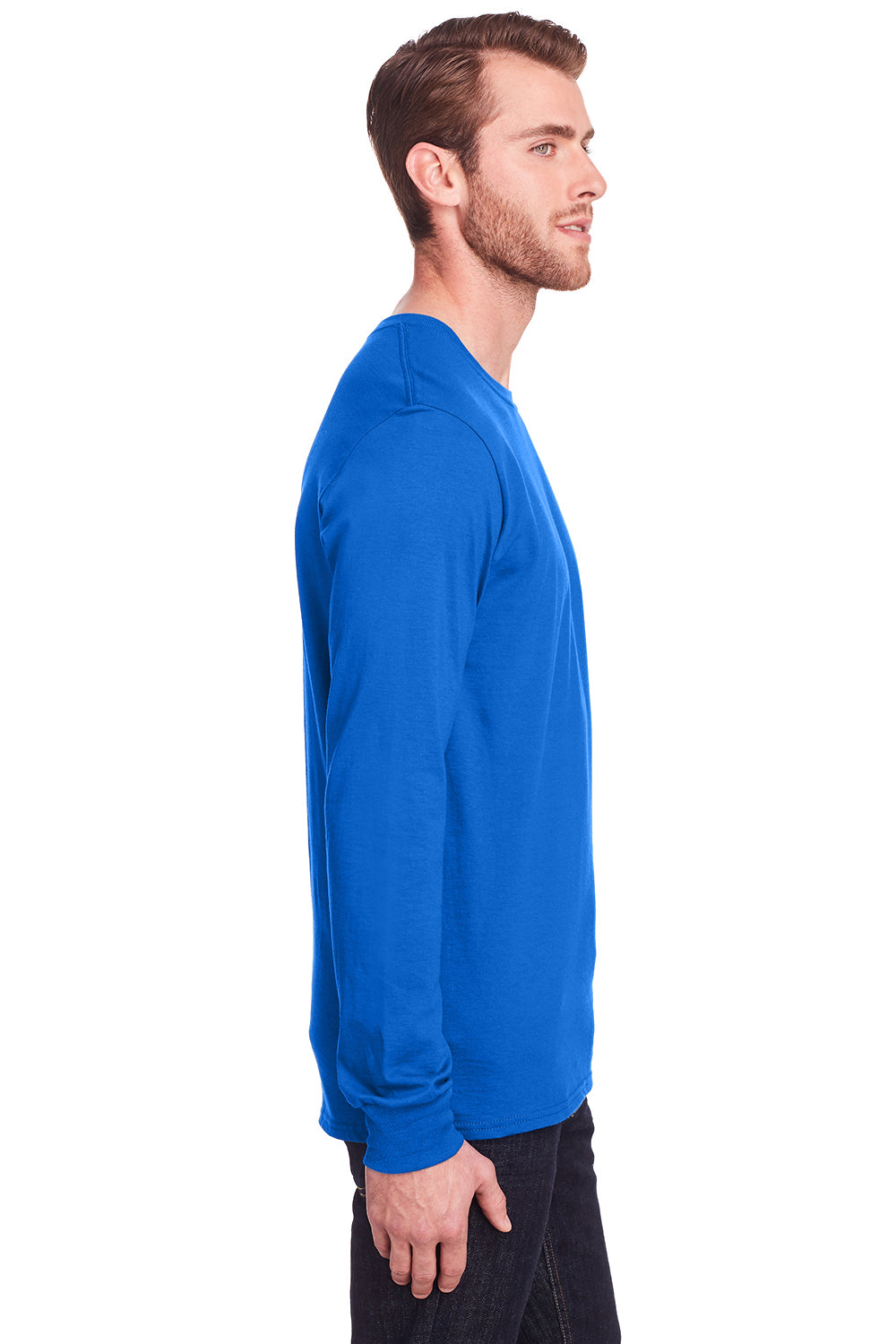 Fruit Of The Loom IC47LSR Mens Iconic Long Sleeve Crewneck T-Shirt Royal Blue Side