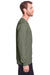 Fruit Of The Loom IC47LSR Mens Iconic Long Sleeve Crewneck T-Shirt Heather Military Green Side